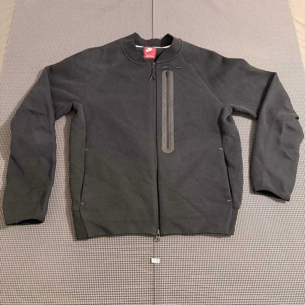 Nike Mens Black Full Zip Bomber Jacket Chest Zip Pocket Small